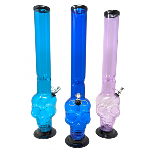 18" Acrylic Skull Metal Pull Bowl Water Pipe Assorted Colors  - [AJM04]